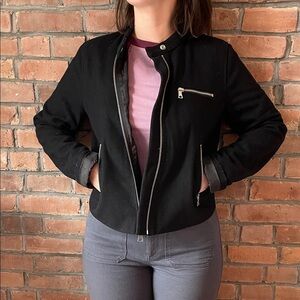 Black Wool Bomber Jacket